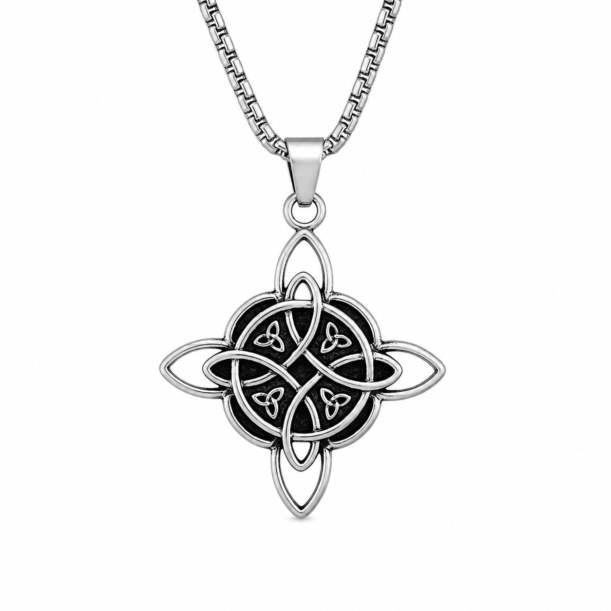 Witch's Knot Pendant Necklace, Stainless Steel Witches Knot Protection Symbol on 22" Chain, Wardcraft Talisman | The Moonlit Hollow