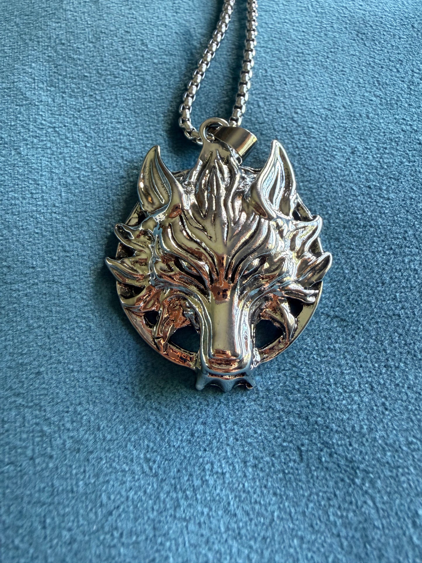 Wolf Pendant Necklace, Stainless Steel Wolf Head on 22" Chain, Loyalty and Wild Instinct Talisman | The Moonlit Hollow