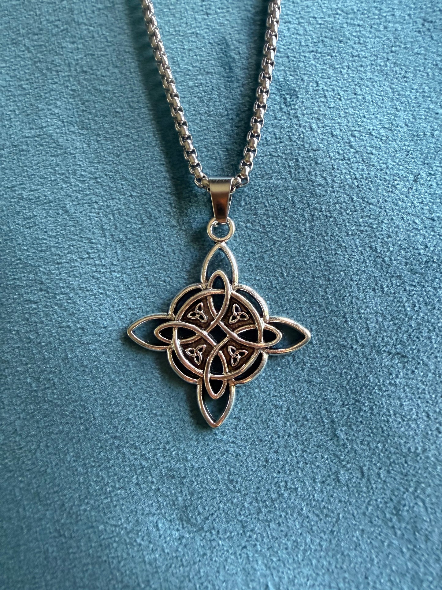 Witch's Knot Pendant Necklace, Stainless Steel Witches Knot Protection Symbol on 22" Chain, Wardcraft Talisman | The Moonlit Hollow