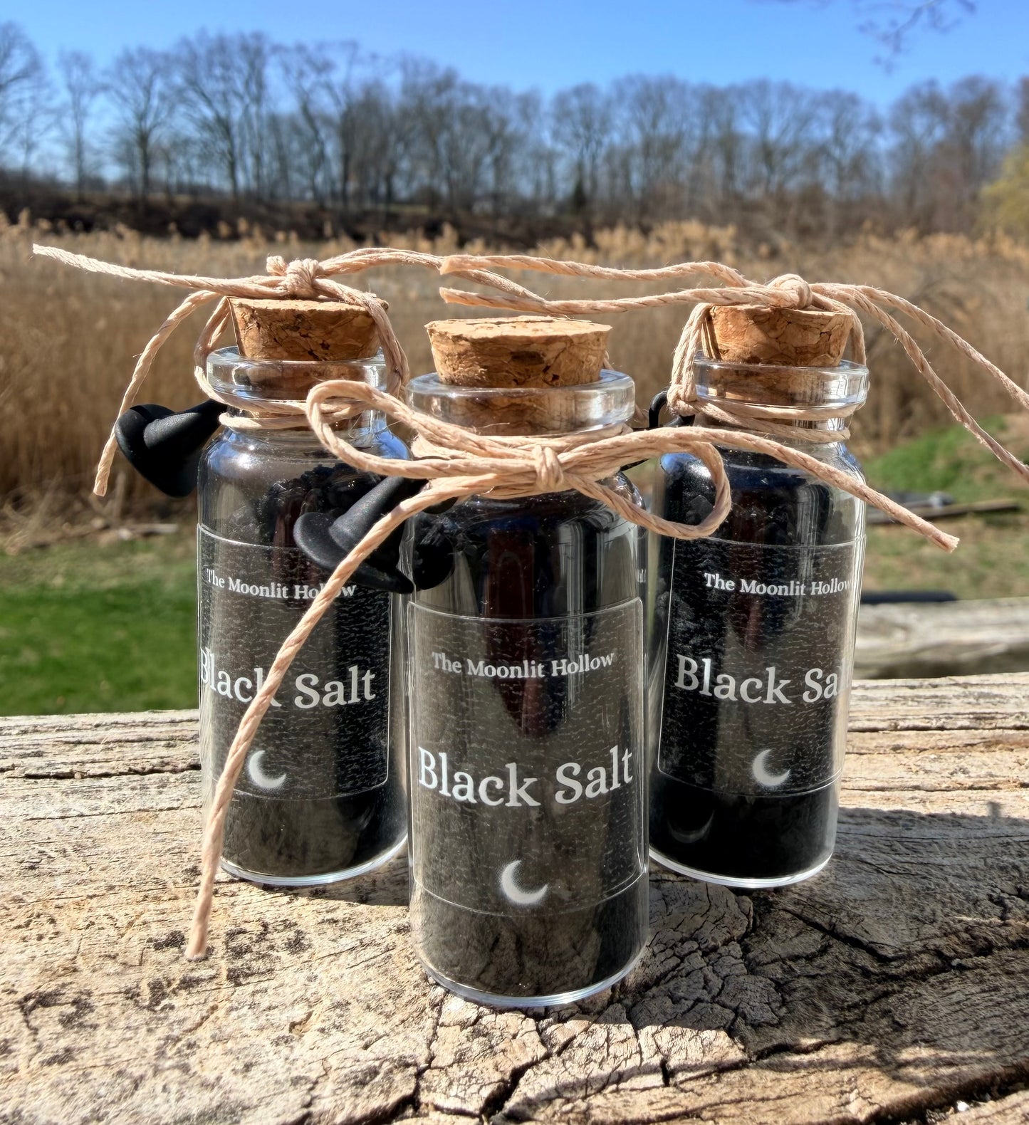 Hawaiian Black Sea Salt Protection Jar | Witch Hat Charm & Ritual Card | The Moonlit Hollow