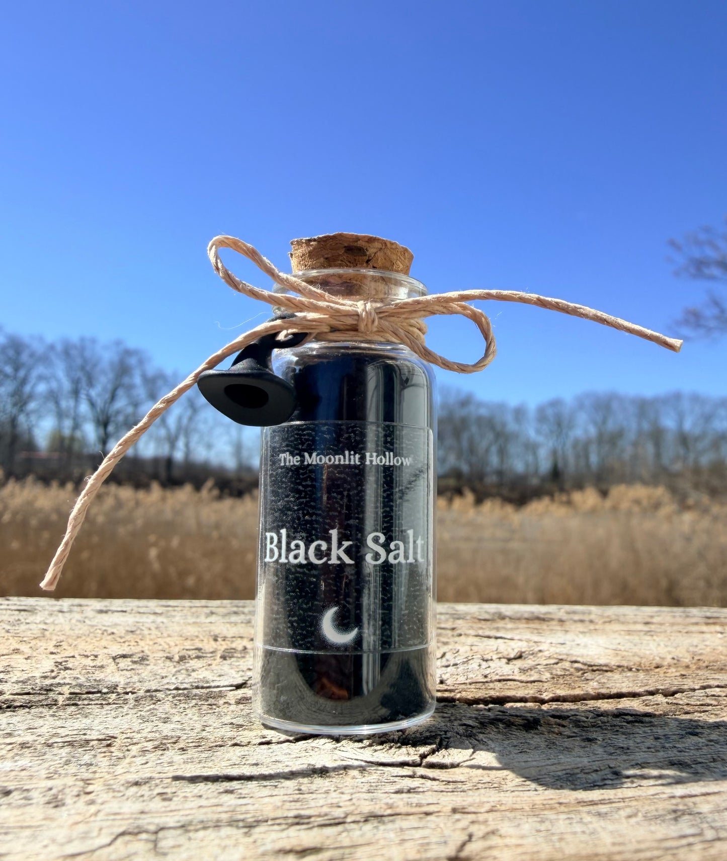 Hawaiian Black Sea Salt Protection Jar | Witch Hat Charm & Ritual Card | The Moonlit Hollow