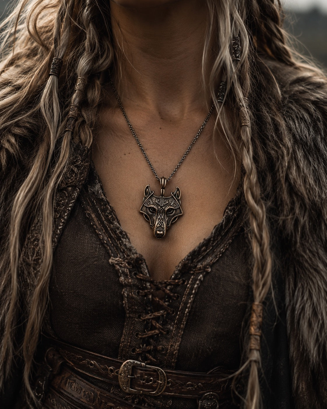 Norse Wolf Pendant Necklace, Stainless Steel Viking Wolf Head on 24" Chain, Ancestral Warrior Talisman | The Moonlit Hollow