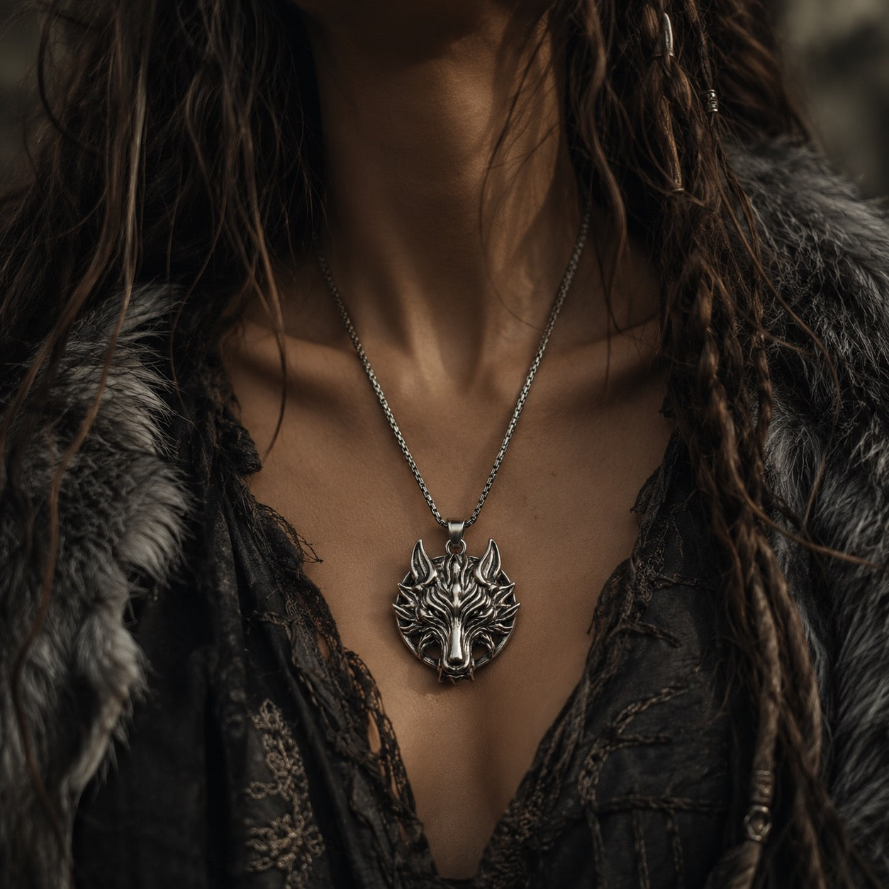 Wolf Pendant Necklace, Stainless Steel Wolf Head on 22" Chain, Loyalty and Wild Instinct Talisman | The Moonlit Hollow
